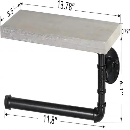 Paper Towel Holder with Shelf Industrial Pipe Gray Green {4}