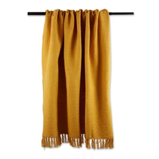 DII&reg; Honey Gold Solid Ribbed Throw {4}
