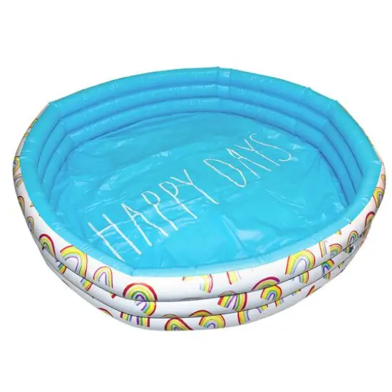 Rae Dunn 4ft. Happy Days Aqua Rainbow Mini Pool {6}