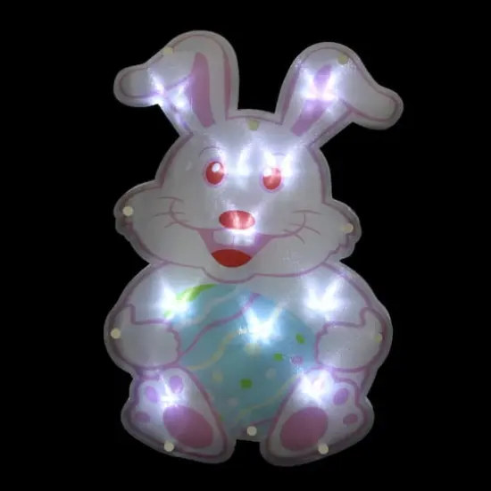 14" Pink & White LED Lighted Easter Bunny Window Silhouette {3}