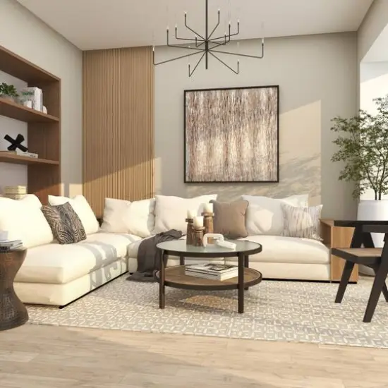 34" Brown Rattan Coffee Table with Pressed Tempered Glass Top {19}