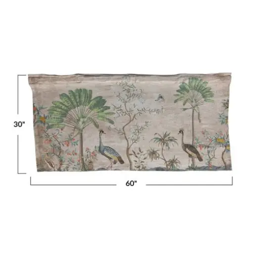 Hello Honey&reg; Multicolor Landscape & Birds Linen Printed Wall Hanging {4}