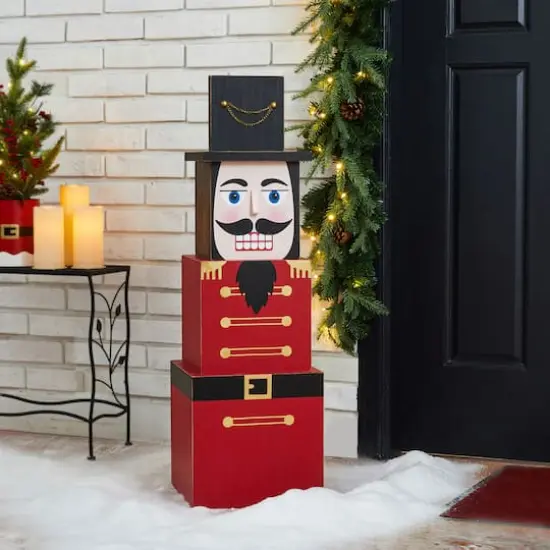 Glitzhome&reg; 36" Wooden Block Nutcracker Porch D&eacute;cor {3}