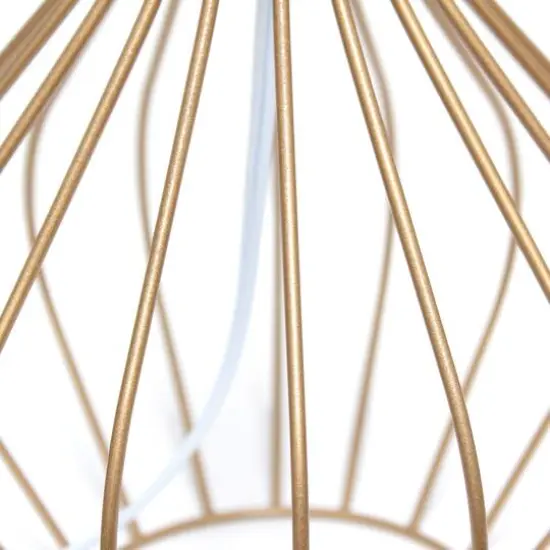 Simple Designs 19.7" Geometrically Wired Table Lamp Copper with Black Shade {9}