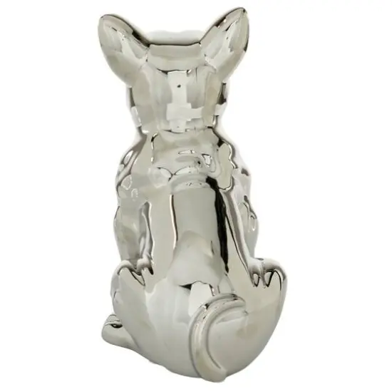 CosmoLiving by Cosmopolitan Silver Ceramic Glam Sculpture, Dog 12" x 6" x 10" {6}
