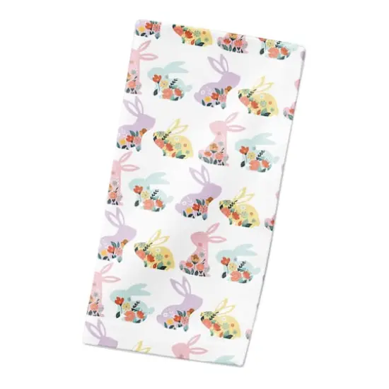 Pastel Floral Rabbits 10" x 10" Cotton Twill Napkin {3}
