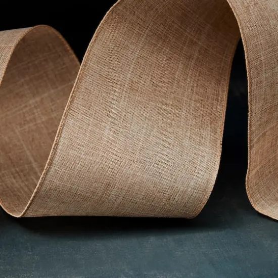4" x 18ft. Faux Linen Wired Ribbon by Celebrate It&trade; Specialty {3}