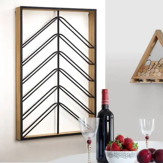 Wood & Metal Wall Mounted Wine Rack {8}