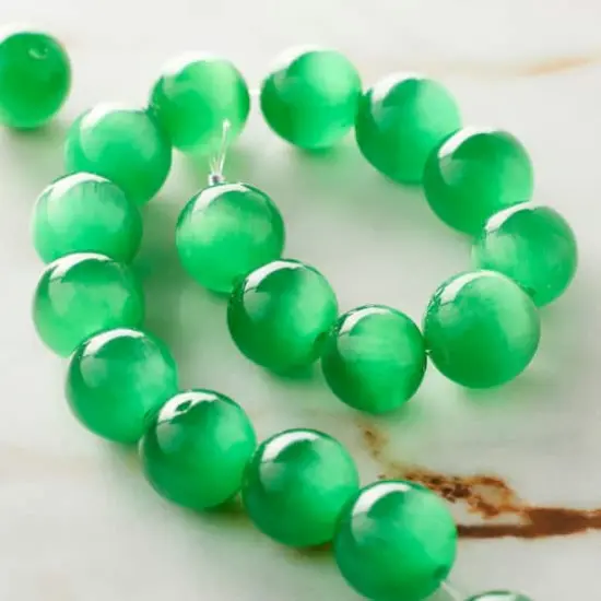Emerald Green Cat Eye Glass Round Beads, 10mm by Bead Landing&trade; {3}