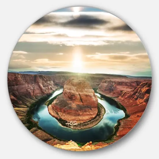 Designart - Horseshoe Bend At Sunset' Oversized Landscape Metal Circle Wall Art {1}
