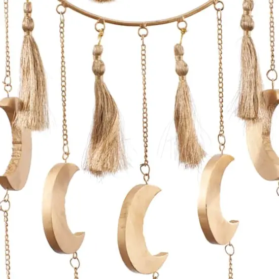 Gold Colored Wooden Transitional Moon & Sun Windchime {5}