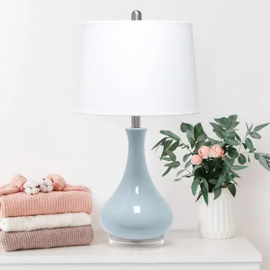 Lalia Home 26" Droplet Table Lamp with Fabric Shade Light Blue {5}