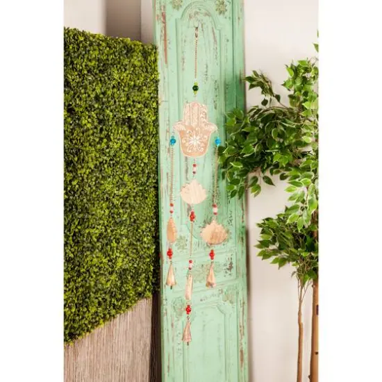 Brown Mango Wood Eclectic Style Windchime, 5" x 32" {7}