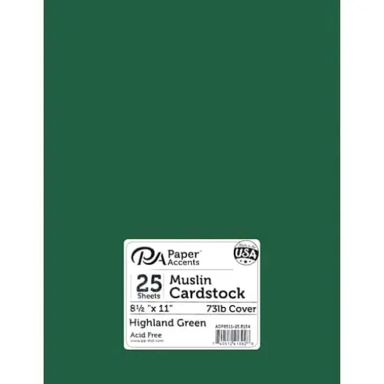 PA Paper™ Accents 8.5" x 11" 73lb. Textured Muslin Cardstock, 25 sheets Highland Green {1}