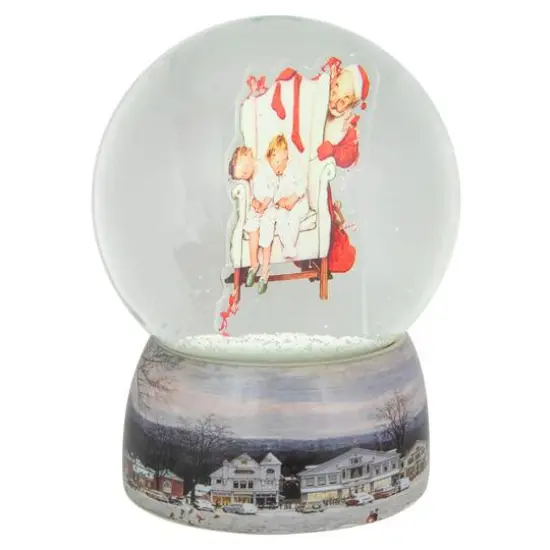 6.5" Norman Rockwell Santa Looking at Two Sleeping Children Christmas Snow Globe {5}