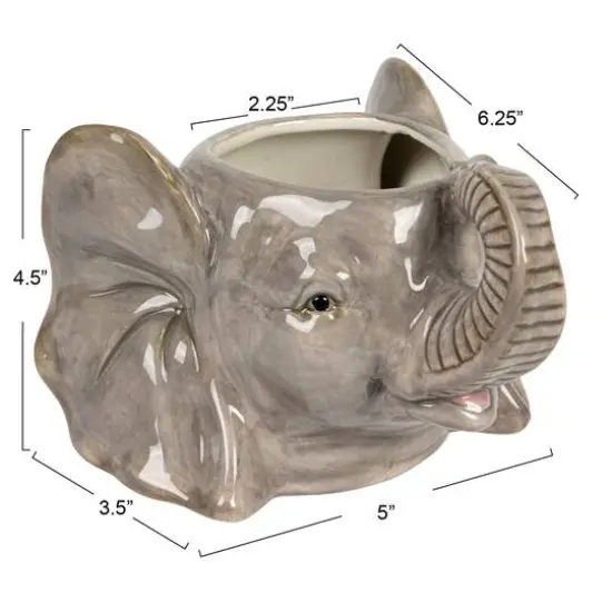 Hello Honey&reg; 6.75" Round Ceramic Elephant Head Planter {7}