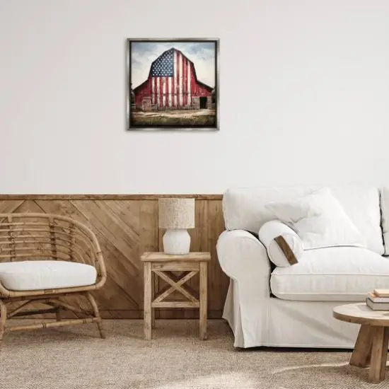 Stupell Industries Americana Barn View Floater Framed Art Gray {3}
