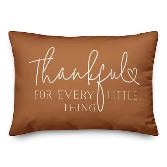 Thankful for Every Little Thing 20" x 14" Indoor / Outdoor Pillow {1}