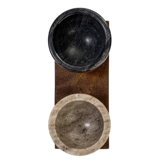 Hello Honey&reg; 7" Mango Wood Tray with Marble Bowls {9}