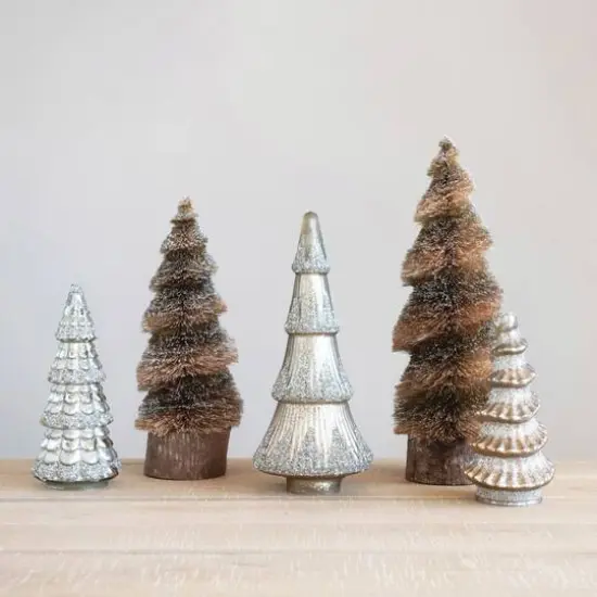 Hello Honey® 21" Natural & Brown Color Raffia Tree with Glitter & Wood Base {4}