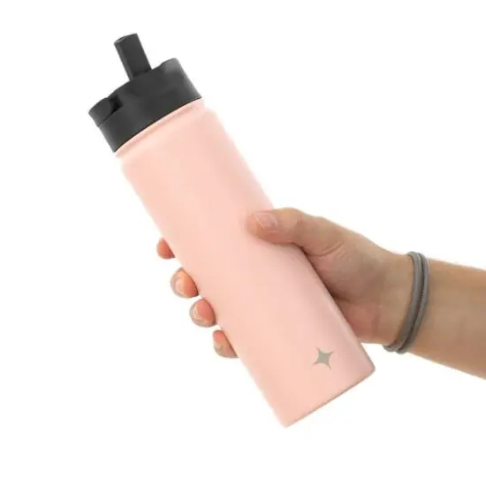 JoyJolt&reg; 22oz. Triple Insulated Water Bottle with Flip Lid & Sport Straw Lid Pink {8}