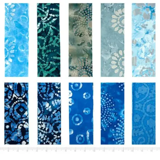 SINGER Handmade Blue Batik Cotton Print Fat Quarter Bundle {3}