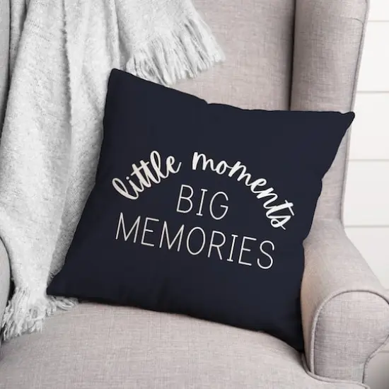 18" Little Moments Big Memories Throw Pillow Navy {3}