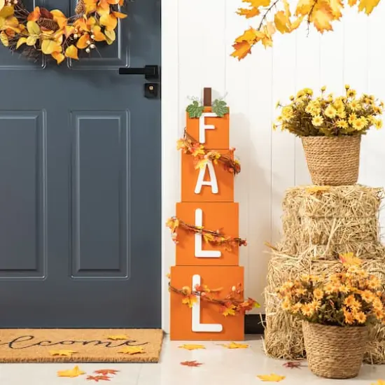 Glitzhome&reg; 3ft. Wood Fall Porch D&eacute;cor {5}