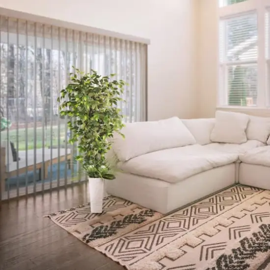 6ft. Artificial Ficus Microcarpa Tree in White Decorative Pot {3}