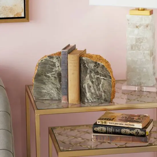 CosmoLiving by Cosmopolitan 7" Gray Glam Stone Bookends, 2ct. {7}