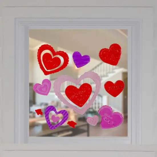 Red & Pink Heart Valentine's Day Gel Window Clings {3}