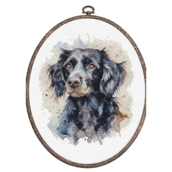 Luca-S The Border Collie Counted Cross Stitch Kit with Woodgrain Hoop {1}