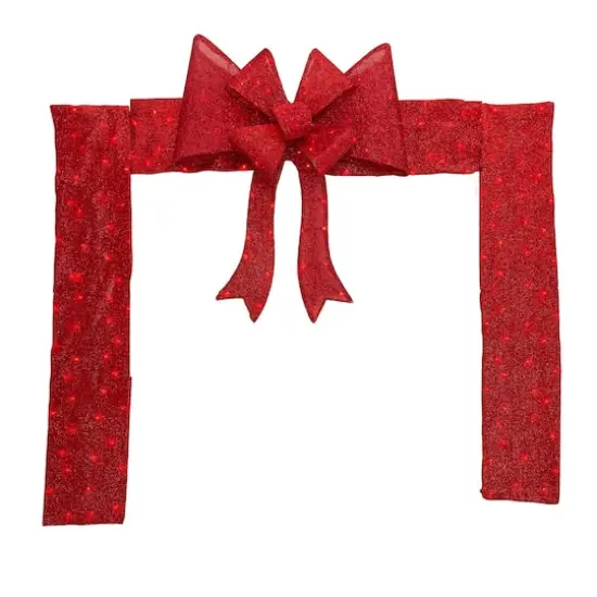 8ft. Red LED Christmas Doorway Arch Decoration with Bow {1}