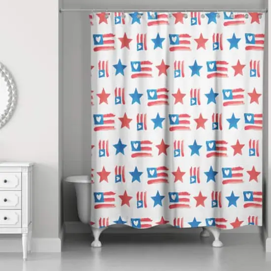 Flags & Stars Pattern Shower Curtain {3}