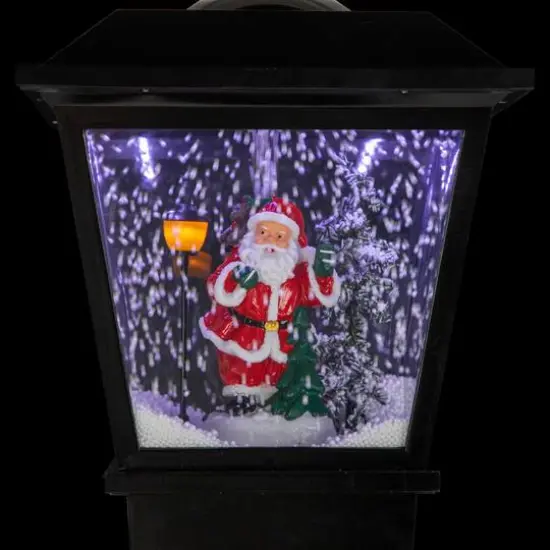 6ft. Black LED Musical Snowing Santa Christmas Street Lamp {5}