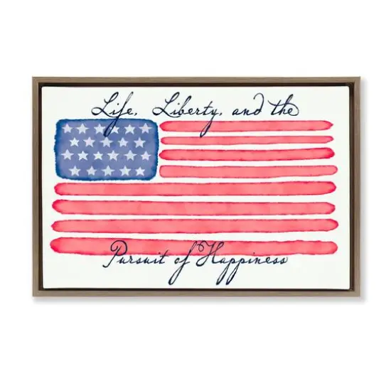 Stupell Industries All American Patriotic Phrase Floater Framed Art Brown {1}