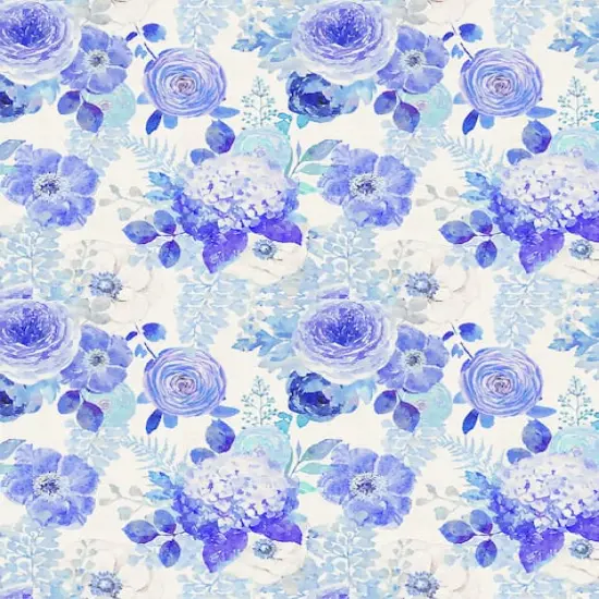 Suzanne Nicoll Blue Peacock Floral Cotton Fabric {3}