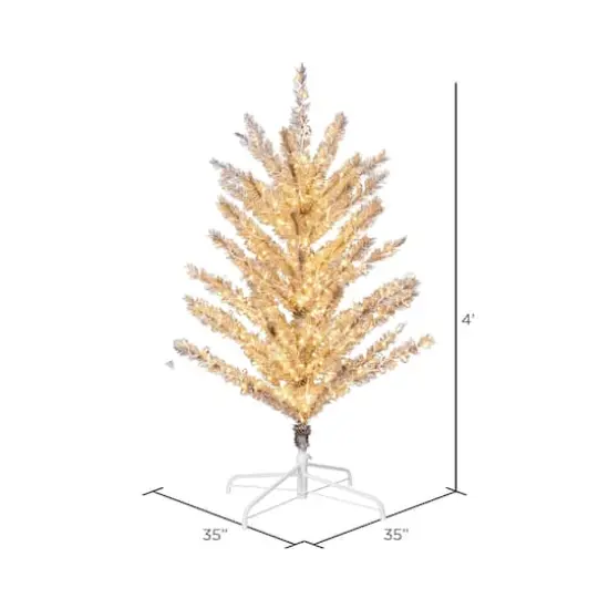 4ft. Pre-Lit Vintage Aluminum Artificial Christmas Tree, Warm White LED Lights {5}