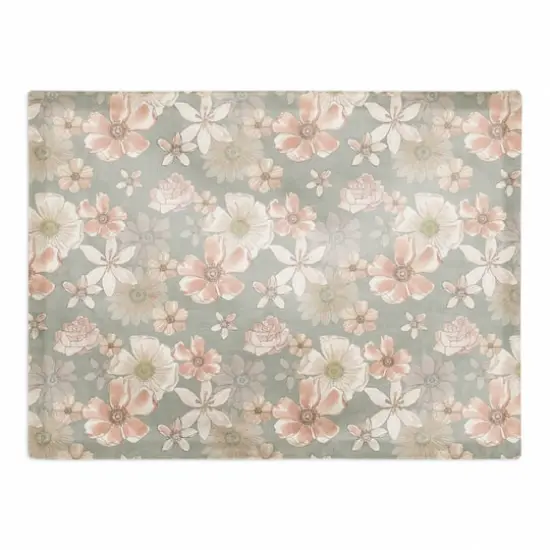 Watercolor Florals Cotton Twill Placemat Green {1}