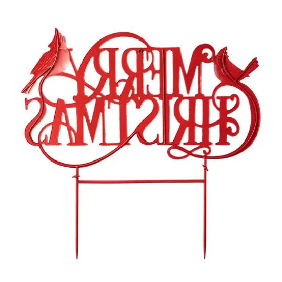 Glitzhome&reg; 2ft. Merry Christmas Metal Yard Stake {6}