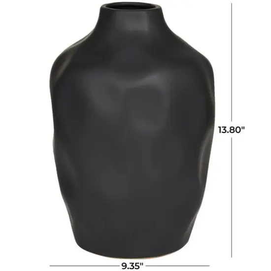 CosmoLiving by Cosmopolitan Black Ceramic Faceted Vase 9" x 9" x 14" {6}