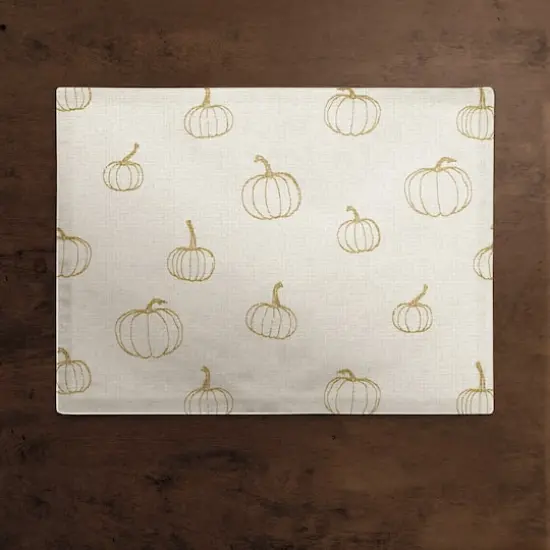 Mustard Yellow Mini Pumpkin Pattern Cotton Twill Placemat {3}