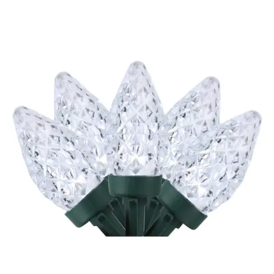 100ct. LED Faceted C7 Christmas String Lights Pure White {1}