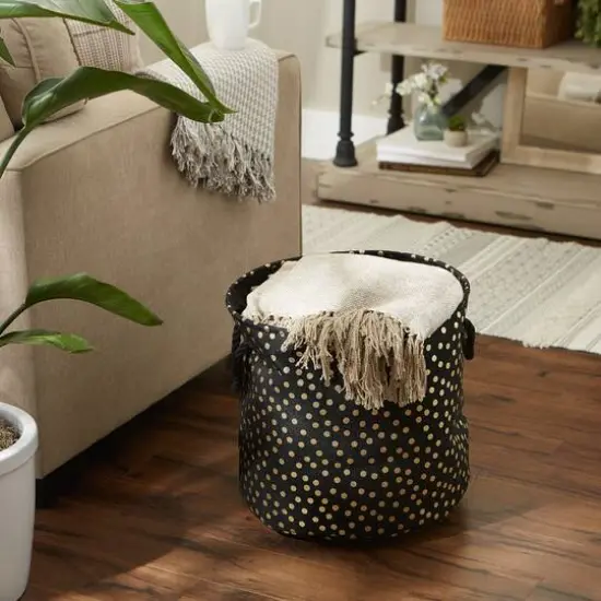 DII&reg; 15" Round Dots Fabric Bin Black {7}