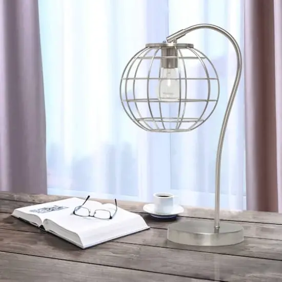 Lalia Home 20" Arched Metal Cage Table Lamp Brushed Nickel {5}