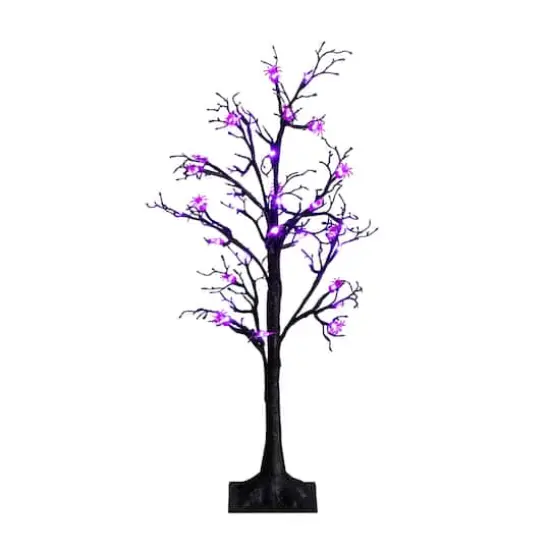 3ft. Pre-Lit Artificial Halloween Spider Twig Tree with 36 Purple LED Lights {4}