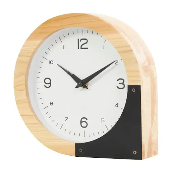 8" Light Brown Wood Round Abstract Clock {1}