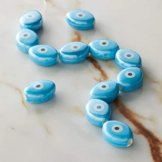 Blue Ceramic Evil Eye Beads, 15.5mm by Bead Landing&trade; {3}