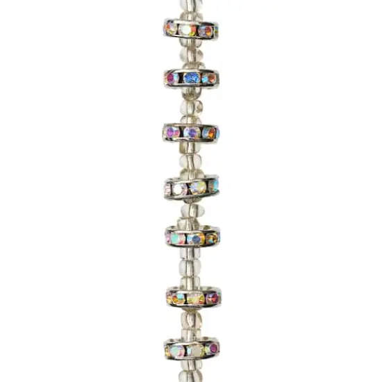 Rhodium with Multicolor Rhinestone Round Beads, 10mm by Bead Landing&trade; {1}