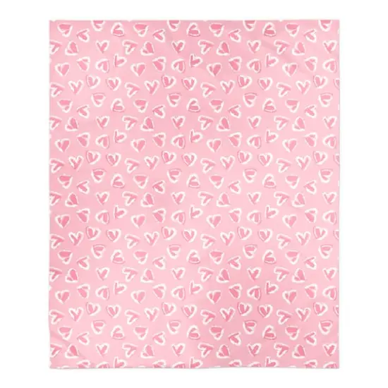 Pink Cute Hearts Sherpa Fleece Throw Blanket {1}